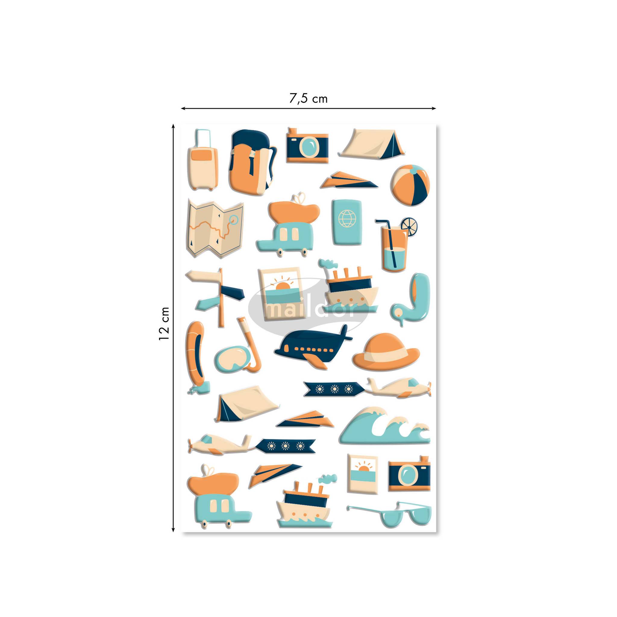 Maildor 10x Cooky, 1 Stickerbogen 7,5x12cm, Reisen/Weltreise - Mehrfarbig CY138C