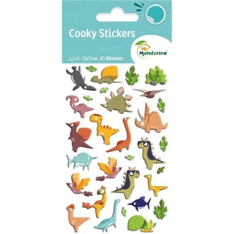 Maildor 10x Cooky, 1 Stickerbogen 7,5x12cm, Dinosaurier - Mehrfarbig CY137C