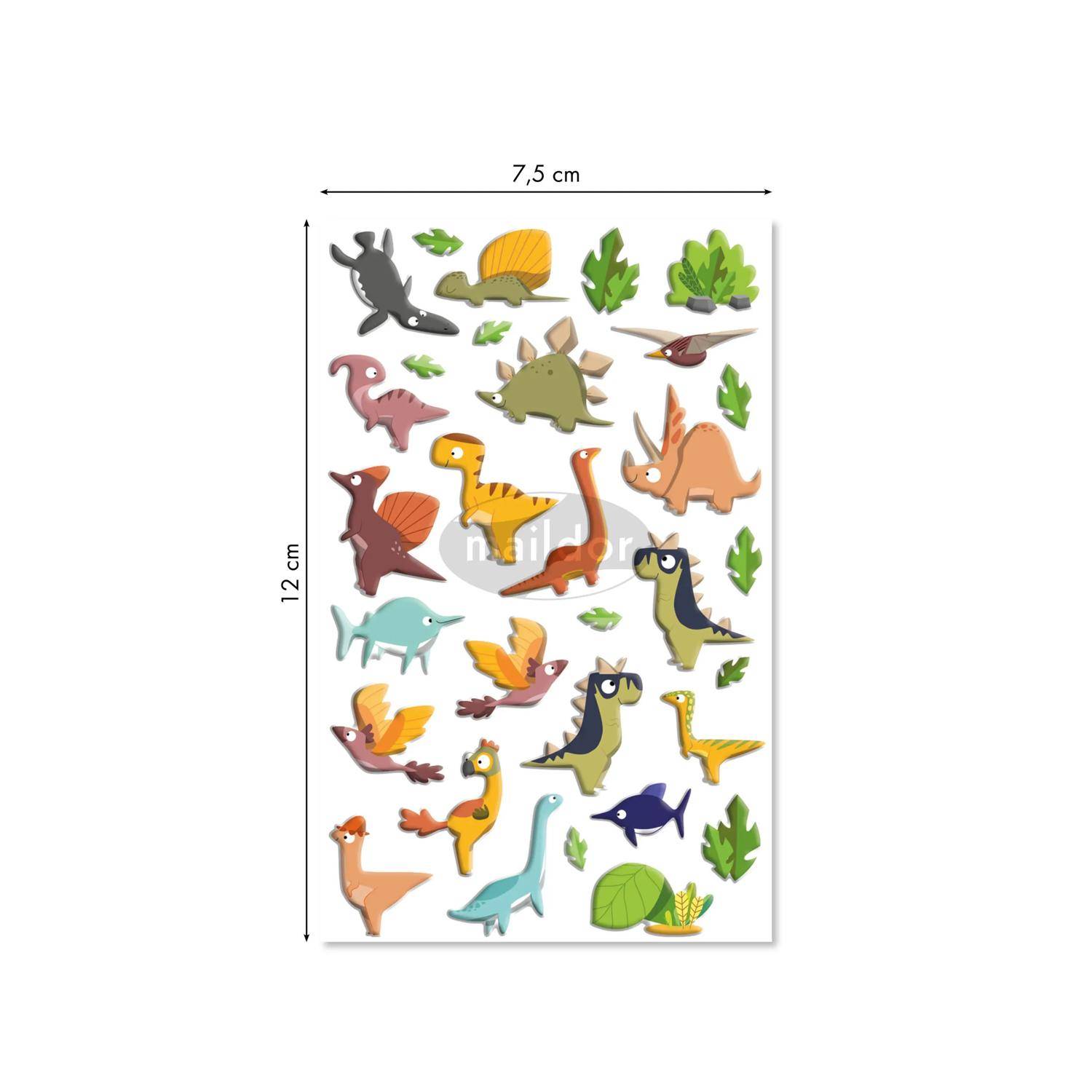 Maildor 10x Cooky, 1 Stickerbogen 7,5x12cm, Dinosaurier - Mehrfarbig CY137C