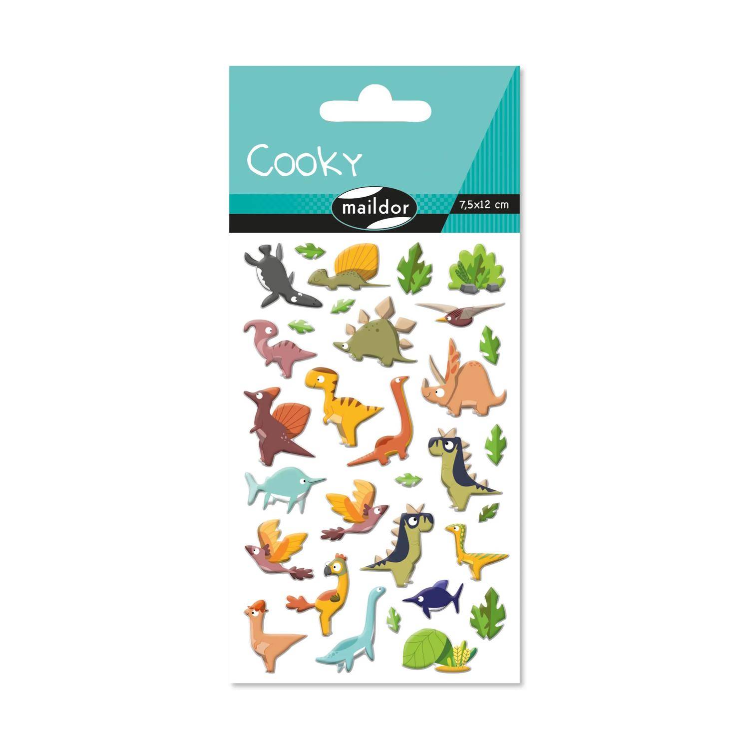 Maildor 10x Cooky, 1 Stickerbogen 7,5x12cm, Dinosaurier - Mehrfarbig CY137C