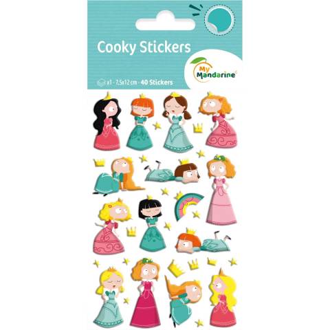 Maildor 10x Cooky, 1 Stickerbogen 7,5x12cm, Prinzessinnen - Mehrfarbig CY136C