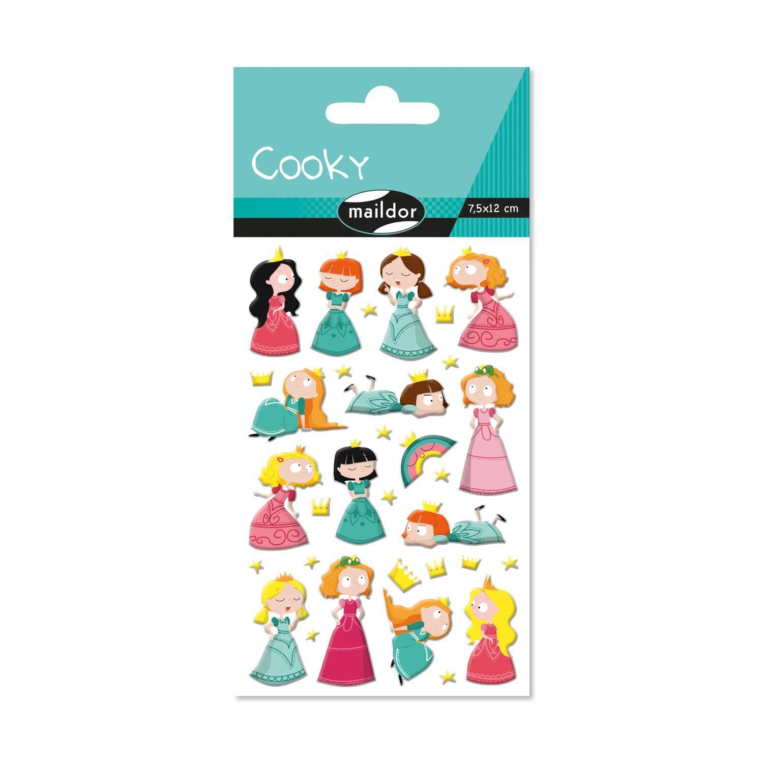 Maildor 10x Cooky, 1 Stickerbogen 7,5x12cm, Prinzessinnen - Mehrfarbig CY136C