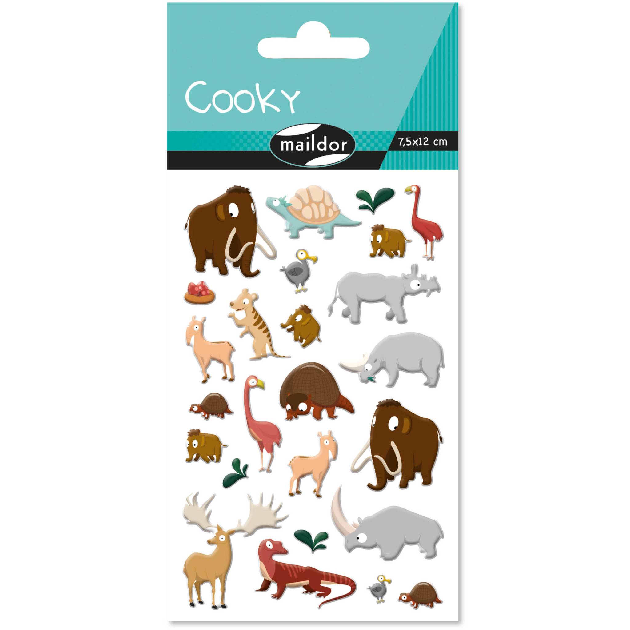 Maildor 10x Cooky, 1 Stickerbogen 7,5x12cm, Urzeit - Mehrfarbig CY135C