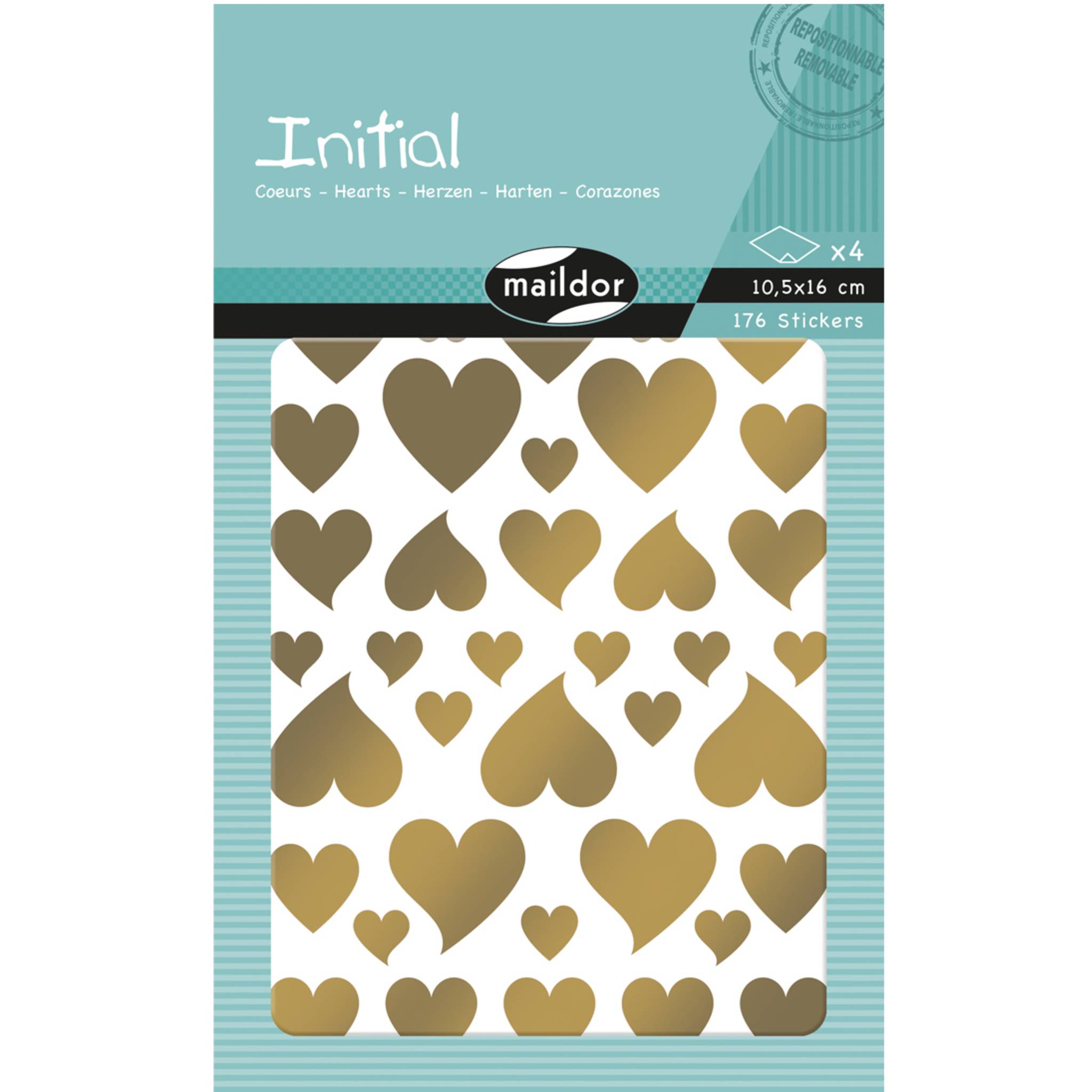 Maildor 10x Initial Packung 4 Stickerbogen 10,5x16cm gold/silber Sortiert AE232C