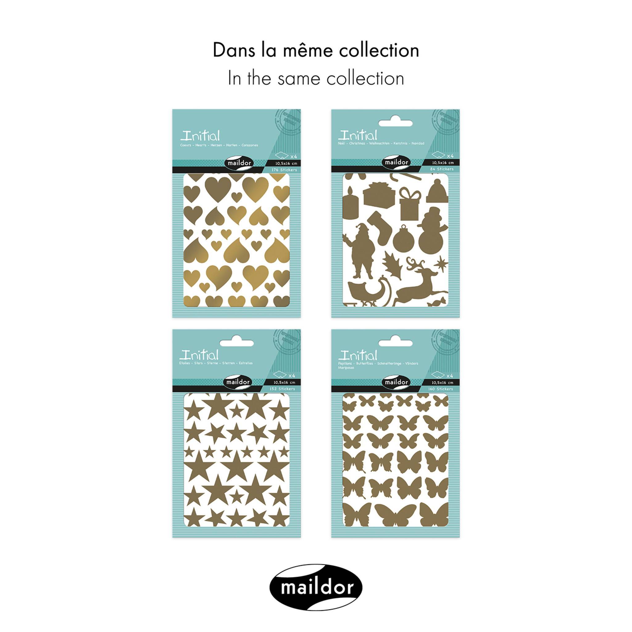 Maildor 10x Initial Packung 4 Stickerbogen 10,5x16cm gold/silber Sortiert AE232C