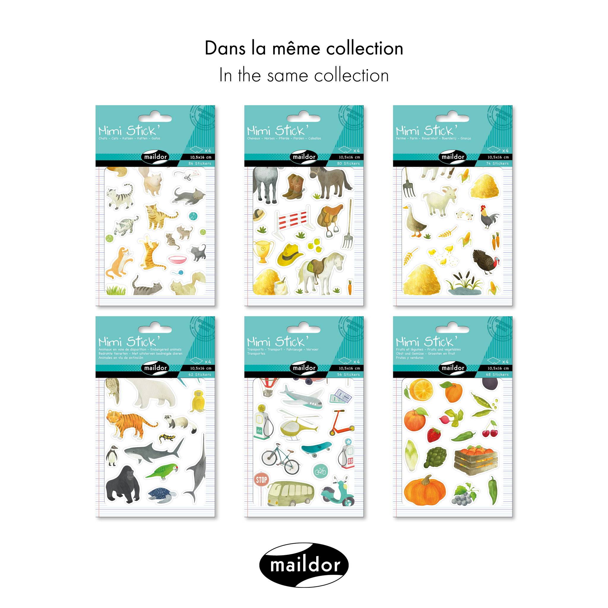Maildor 10x Mimi Stick', 4 Stickerbogen 10,5x16cm, Berufe - Mehrfarbig AE219C