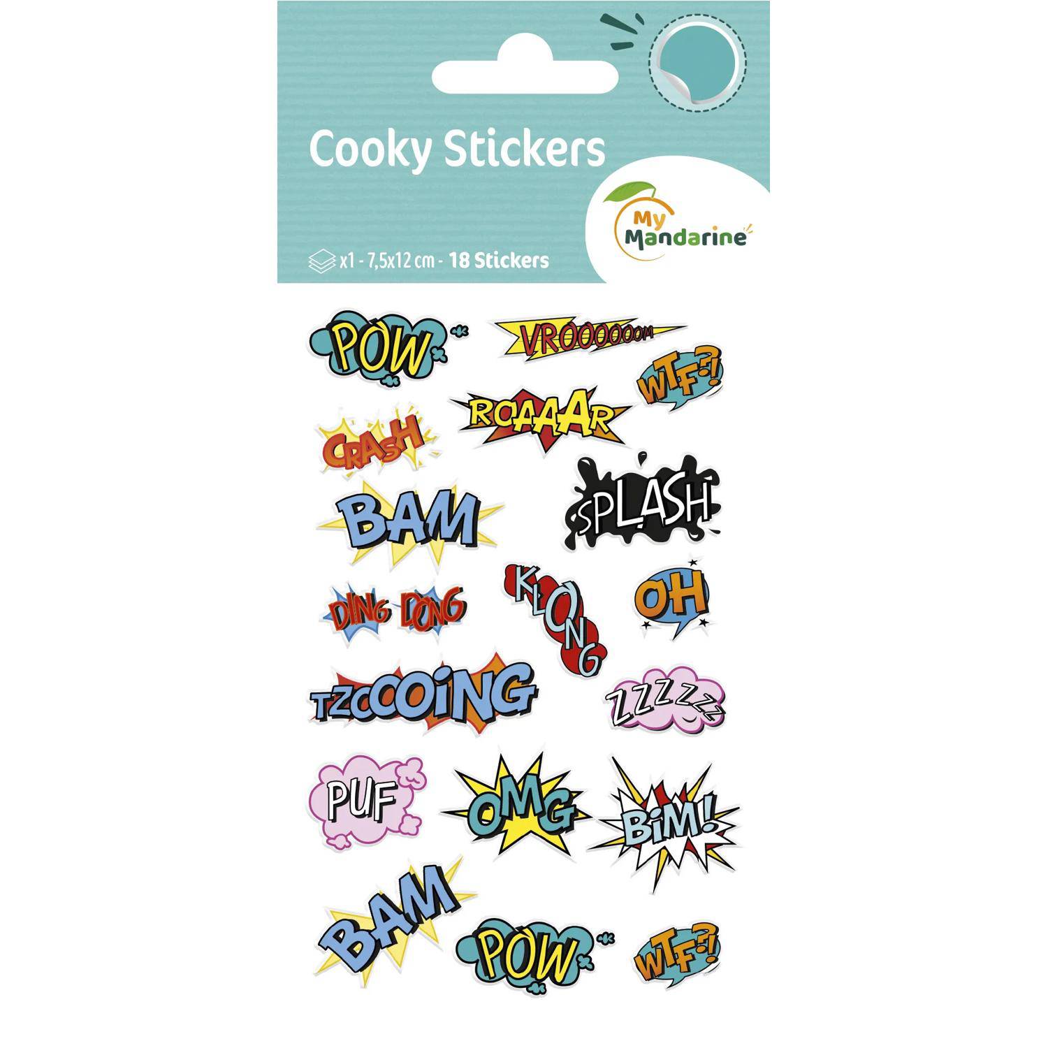 Maildor 10x Cooky, 1 Stickerbogen 7,5x12cm, Lautmalerei - Mehrfarbig CY146C