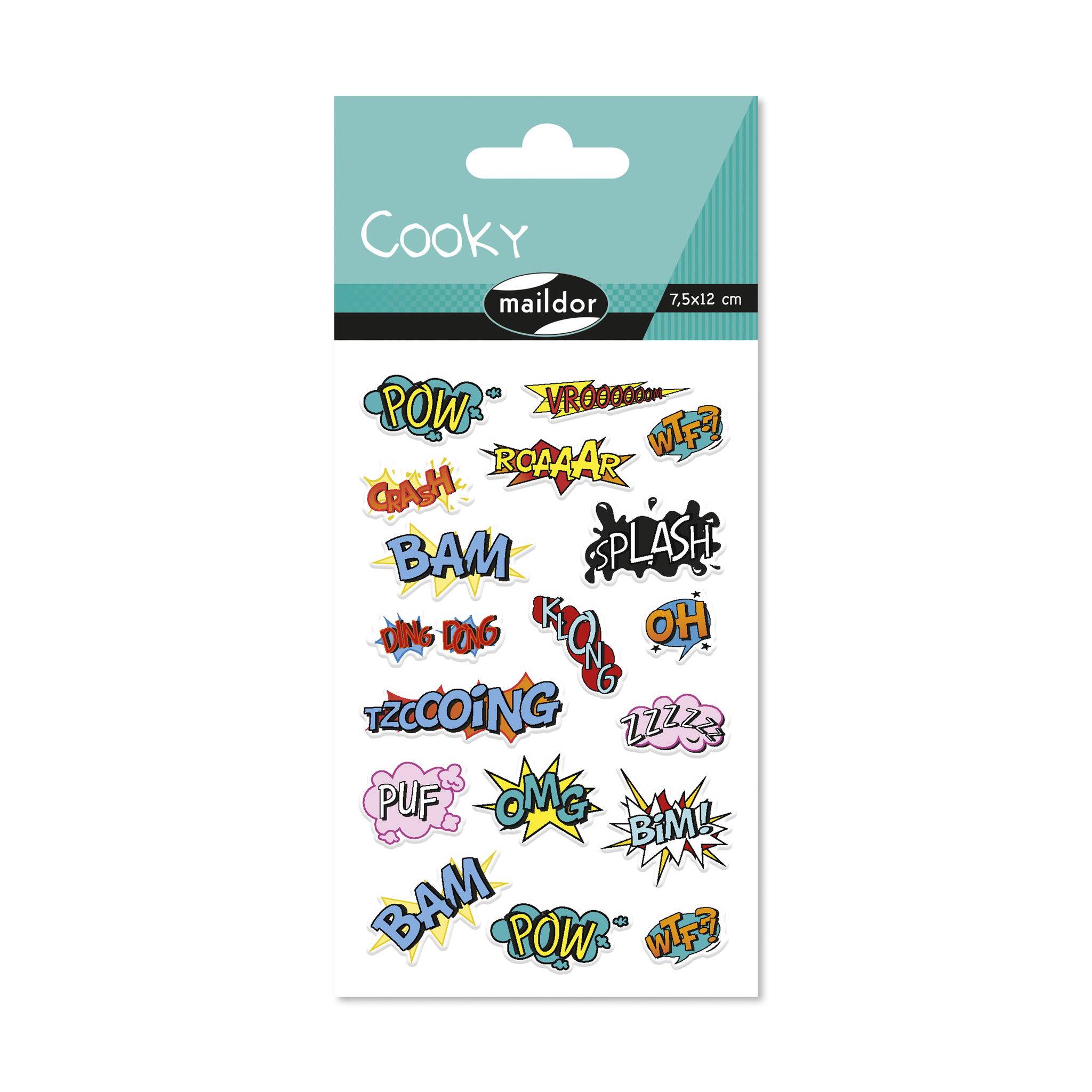 Maildor 10x Cooky, 1 Stickerbogen 7,5x12cm, Lautmalerei - Mehrfarbig CY146C
