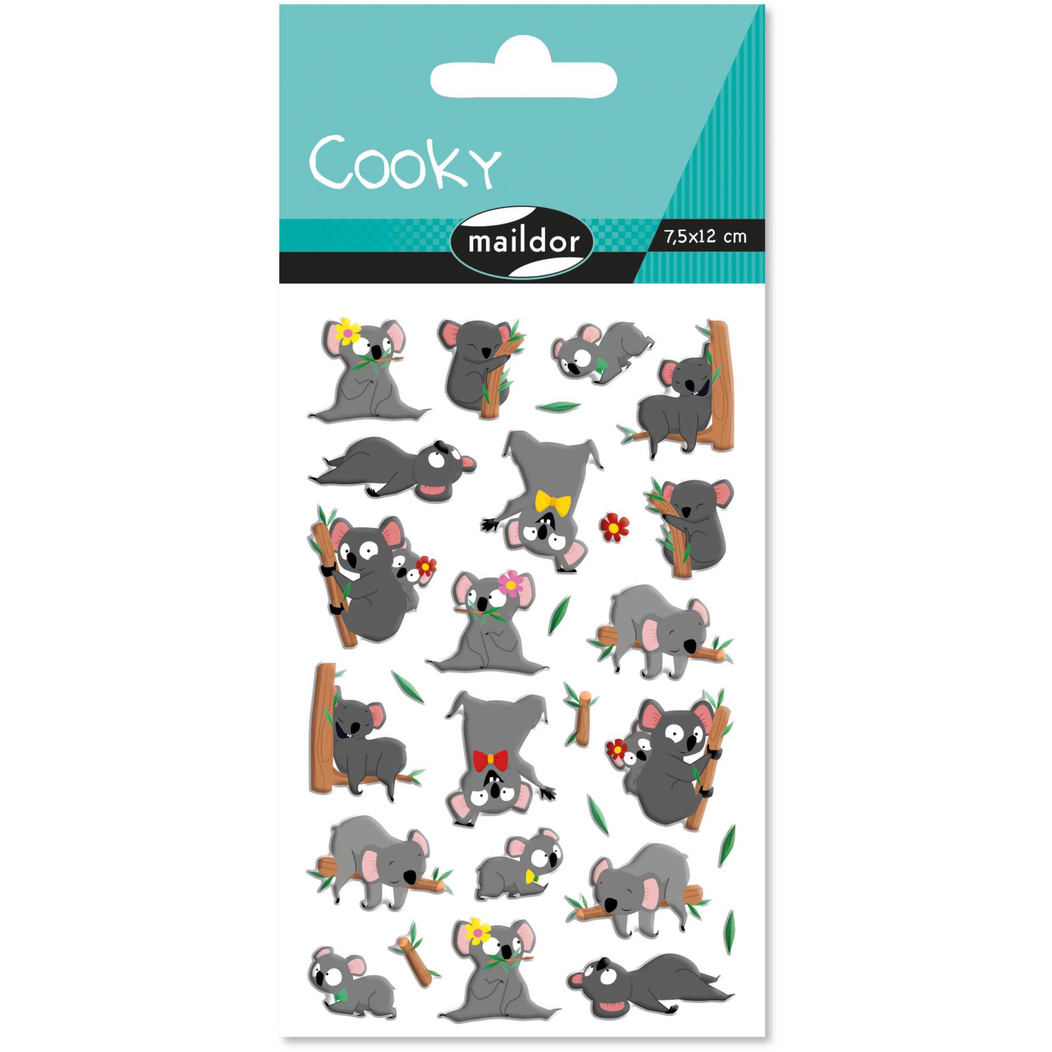 Maildor 10x Cooky, 1 Stickerbogen 7,5x12cm, Koalabären - Mehrfarbig CY143C
