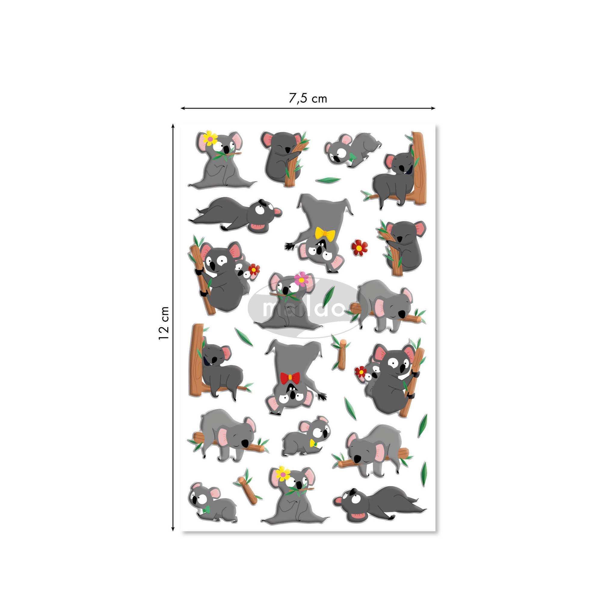 Maildor 10x Cooky, 1 Stickerbogen 7,5x12cm, Koalabären - Mehrfarbig CY143C