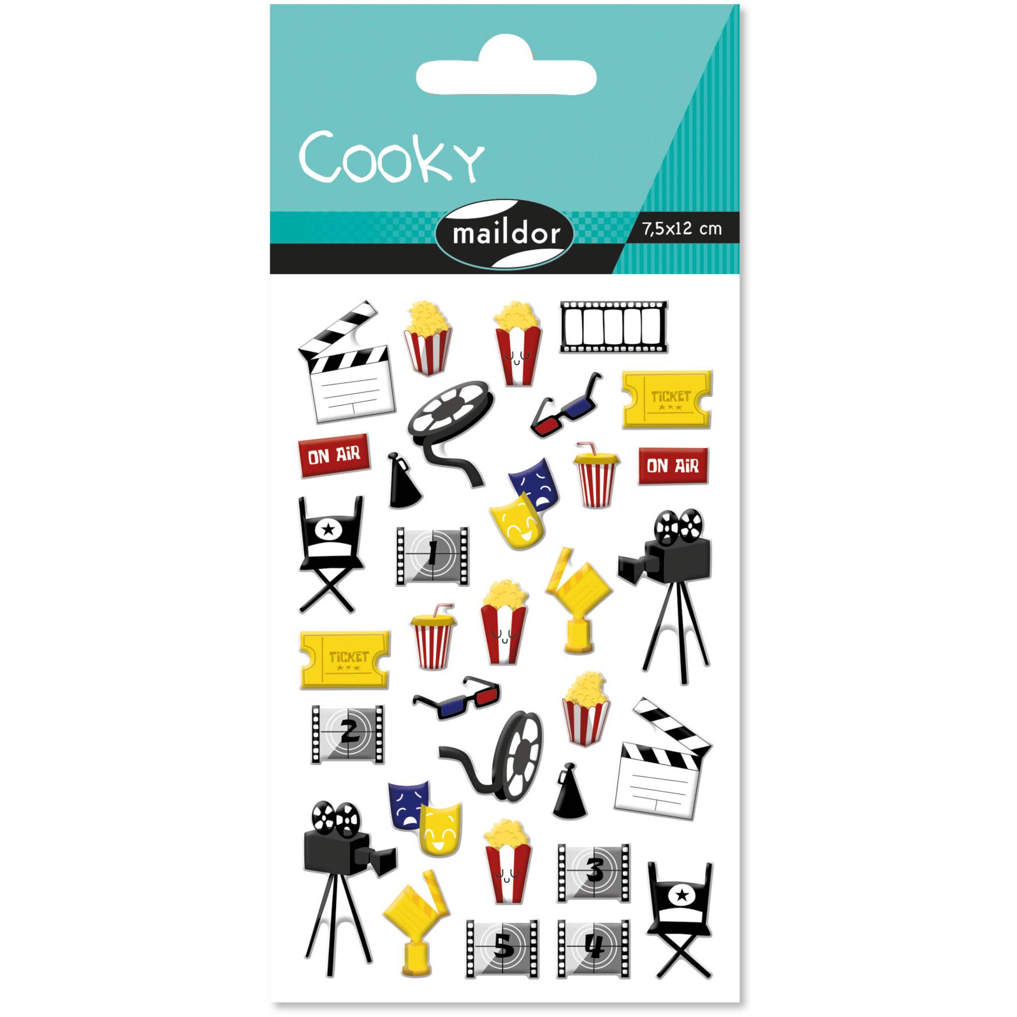 Maildor 10x Cooky, 1 Stickerbogen 7,5x12cm, Kino - Mehrfarbig CY142C