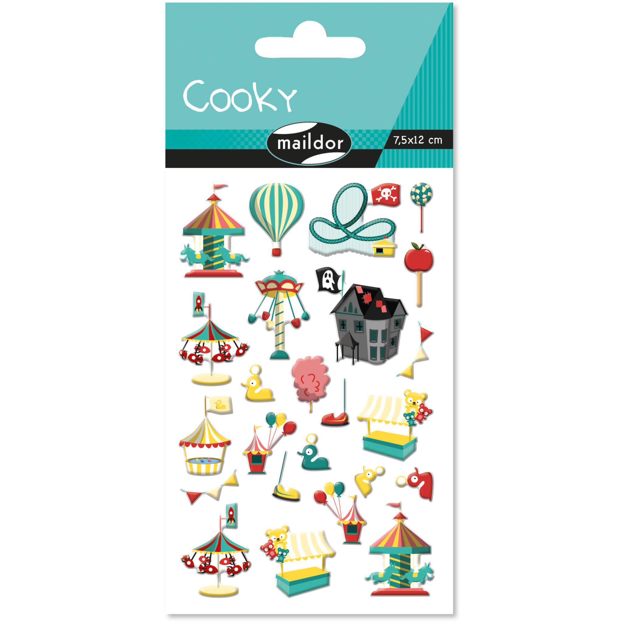 Maildor 10x Cooky, 1 Stickerbogen 7,5x12cm, Jahrmarkt - Mehrfarbig CY141C