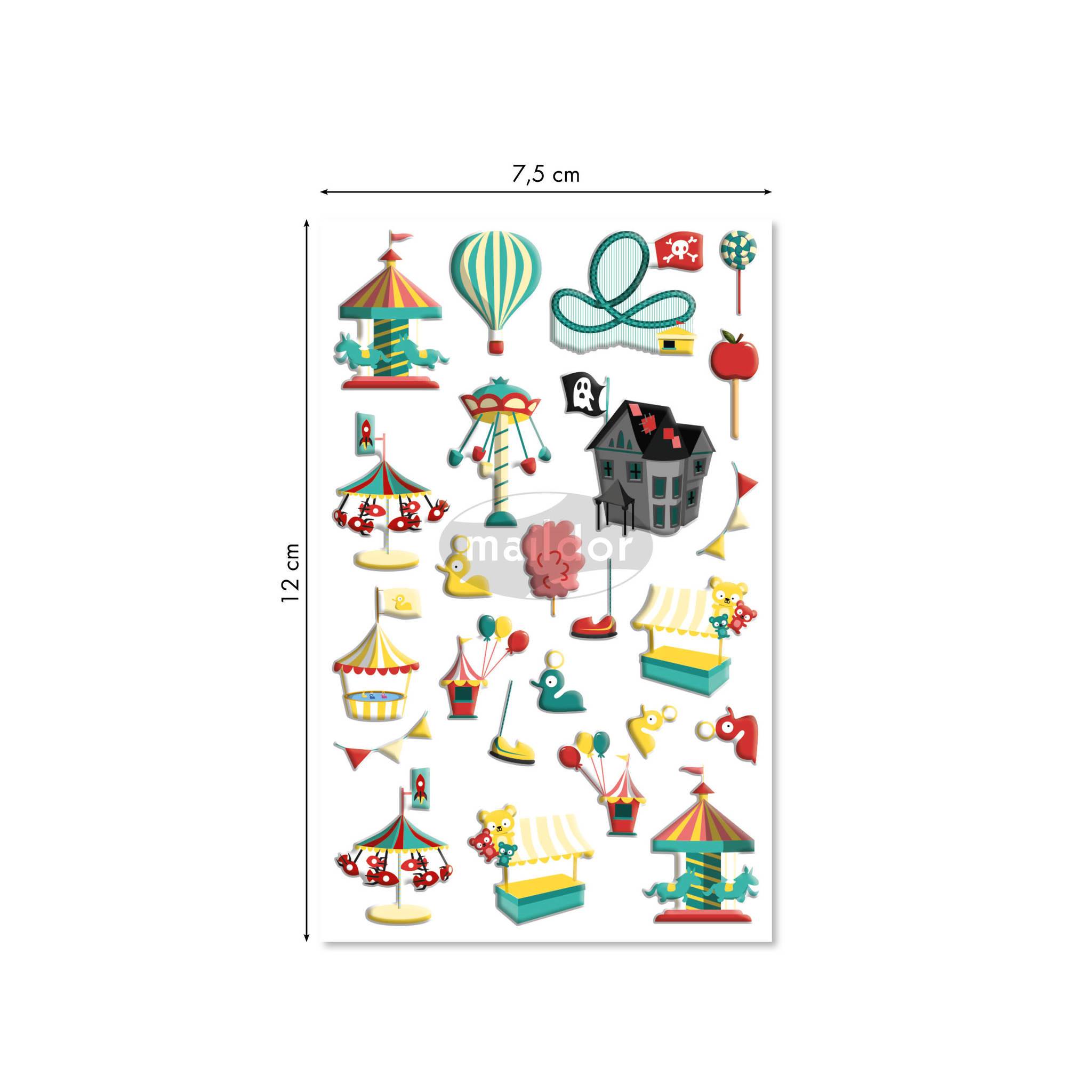 Maildor 10x Cooky, 1 Stickerbogen 7,5x12cm, Jahrmarkt - Mehrfarbig CY141C