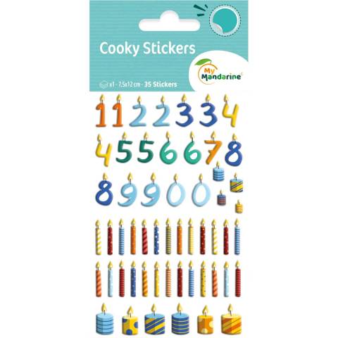 Maildor 10x Cooky, 1 Stickerbogen 7,5x12cm, Kerzen - Mehrfarbig CY140C