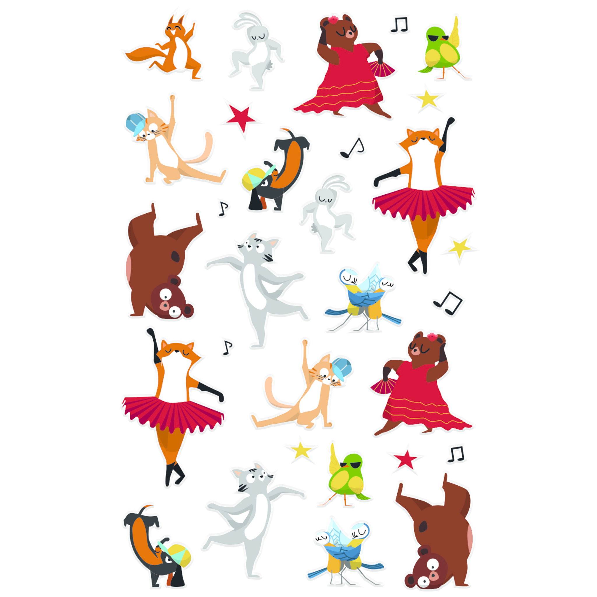 Maildor 10x Cooky, 1 Stickerbogen 7,5x12cm, Tänzerinnen - Mehrfarbig CY149C