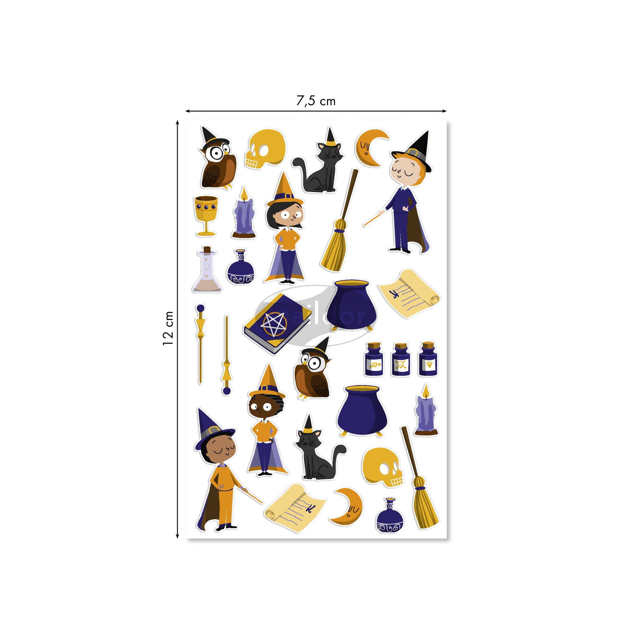 Maildor 10x Cooky, 1 Stickerbogen 7,5x12cm, Zauberer - Mehrfarbig CY148C