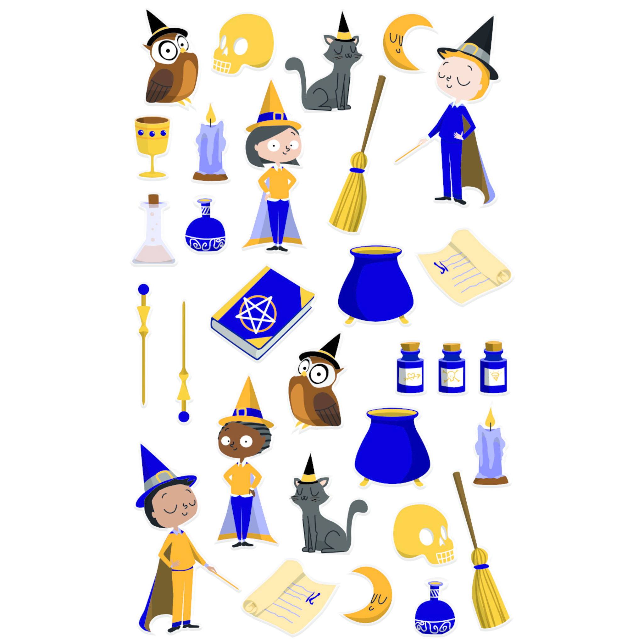 Maildor 10x Cooky, 1 Stickerbogen 7,5x12cm, Zauberer - Mehrfarbig CY148C