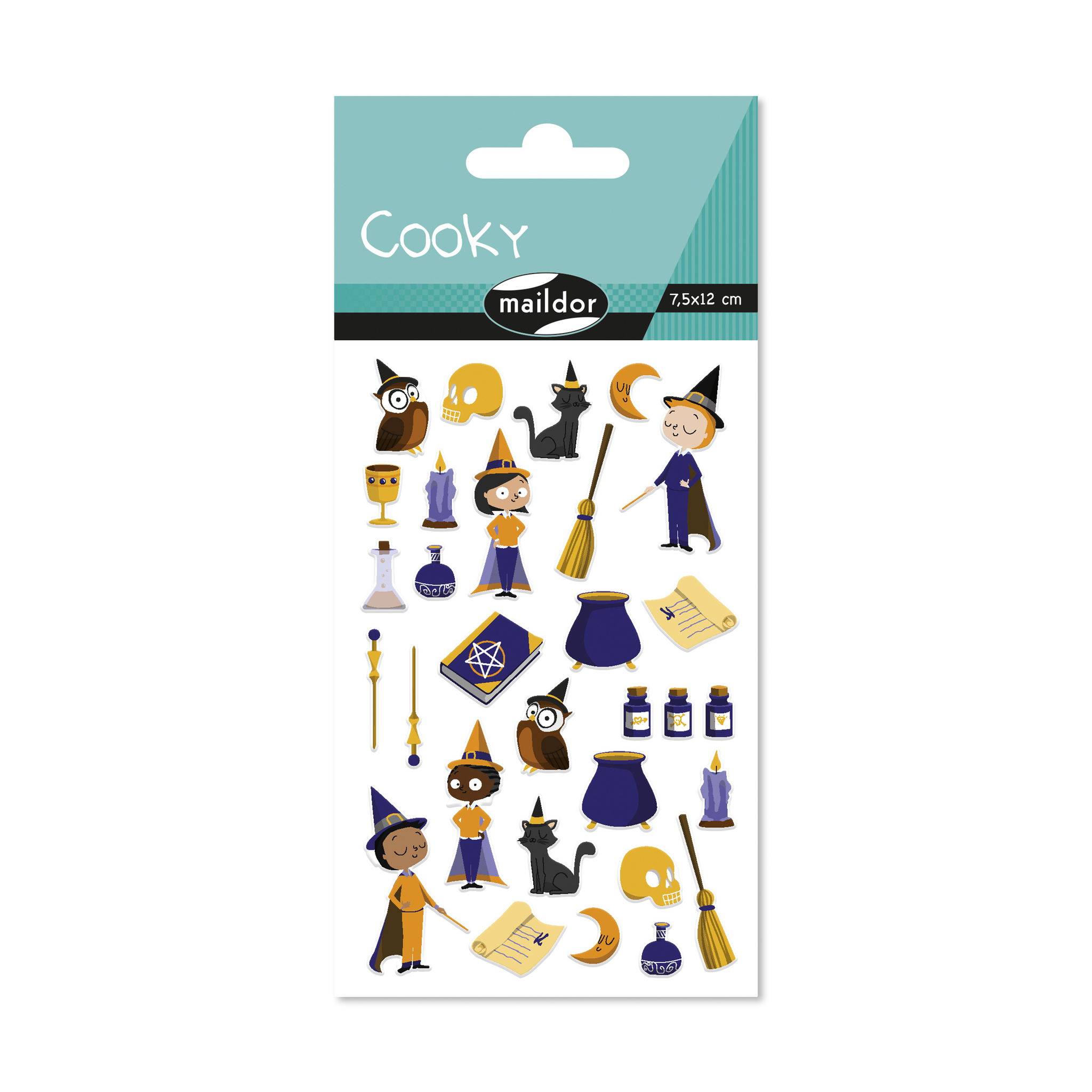 Maildor 10x Cooky, 1 Stickerbogen 7,5x12cm, Zauberer - Mehrfarbig CY148C