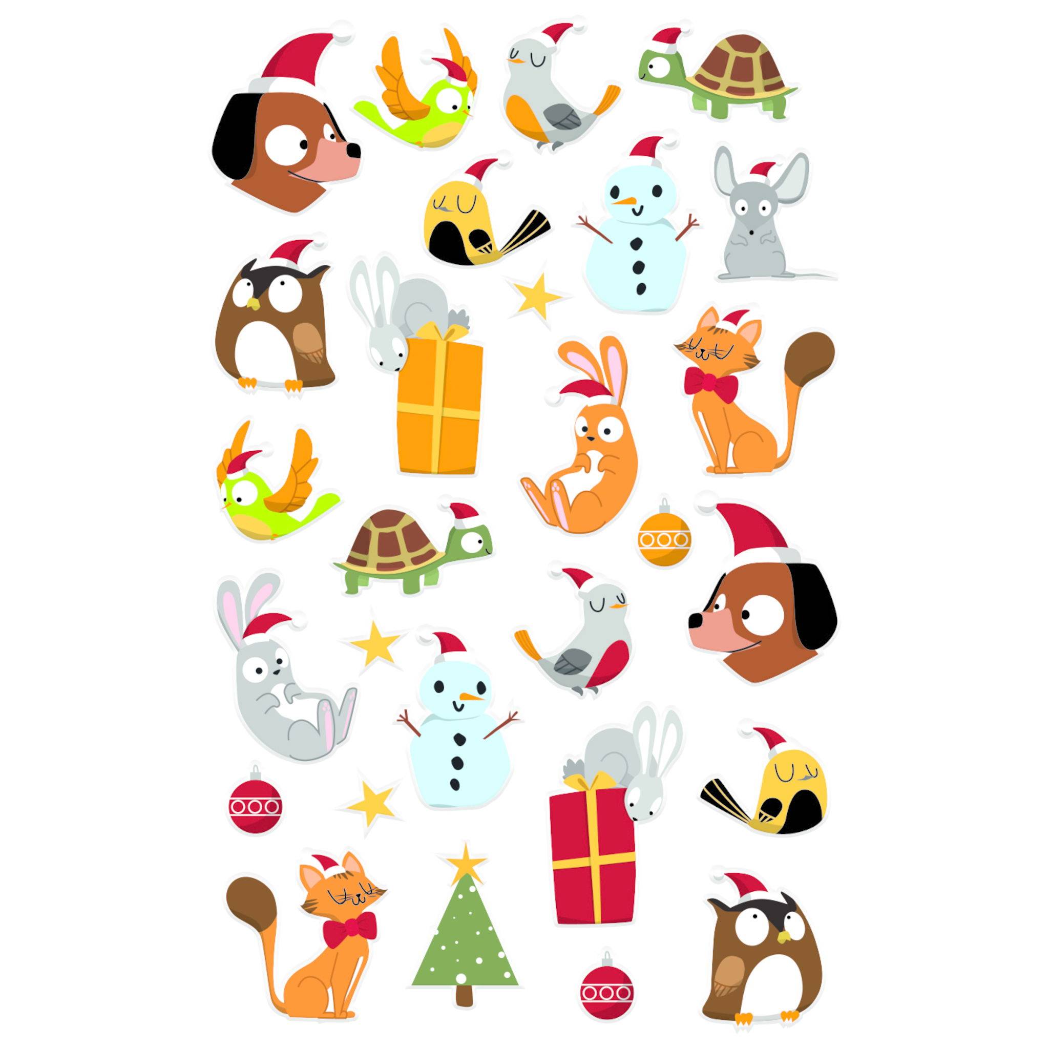 Maildor 10x Cooky, 1 Stickerbogen 7,5x12cm, Tiere Weihnachten Mehrfarbig CY147C