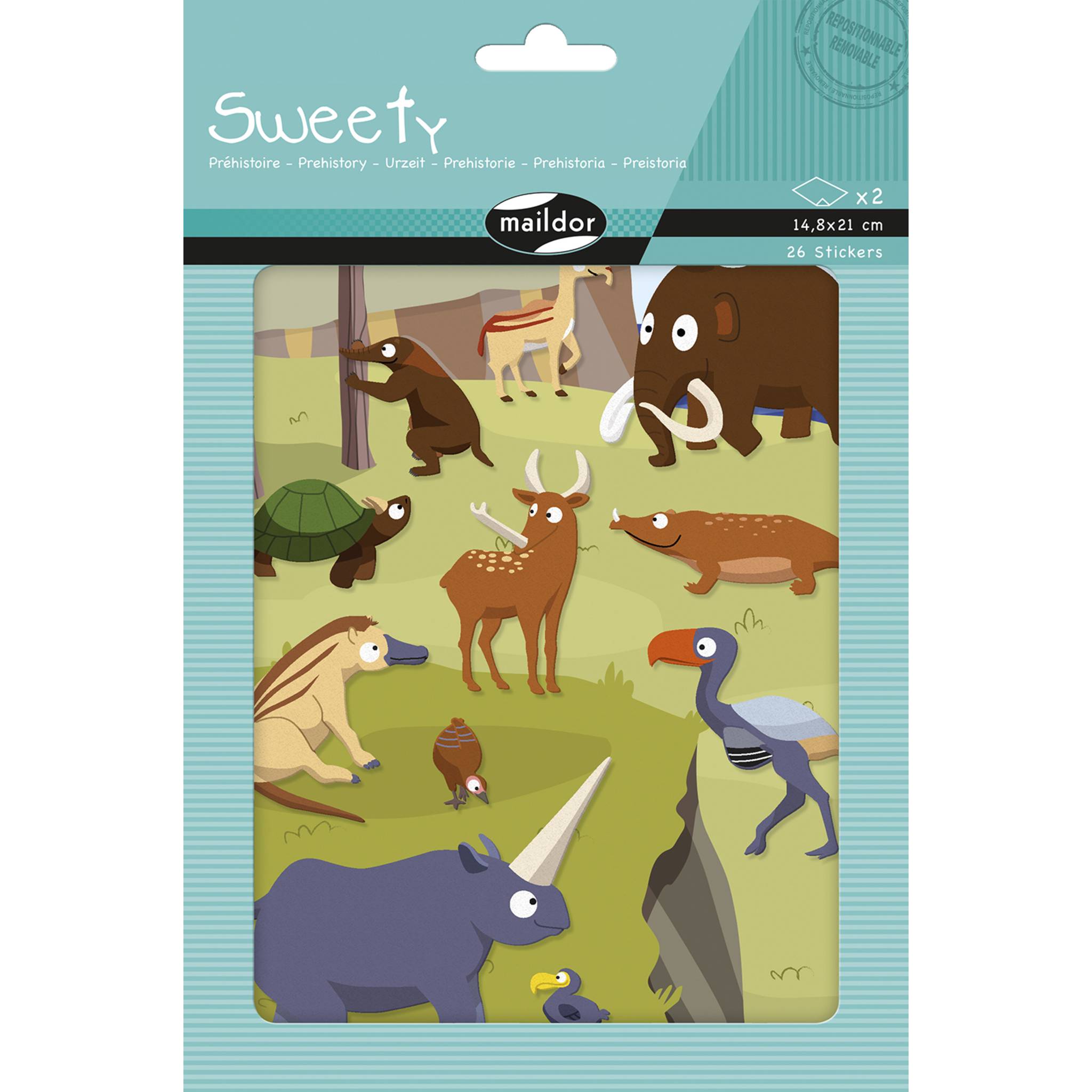 Maildor 10x Sweety, 2 Stickerbogen 14,8x21cm, Urzeit - Mehrfarbig AE225C