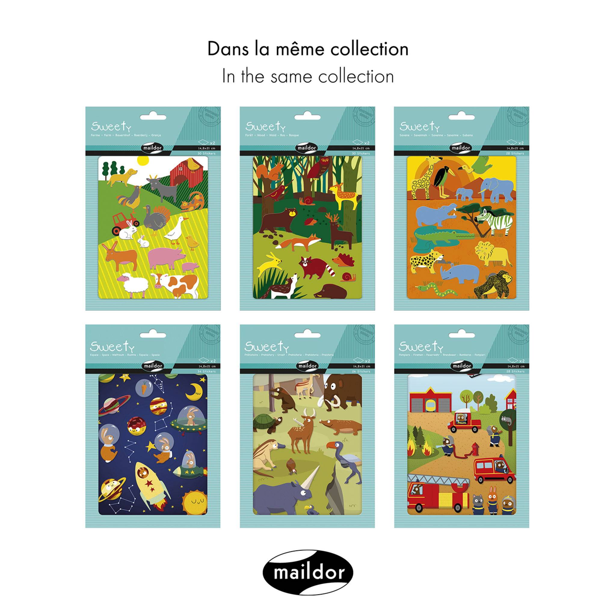 Maildor 10x Sweety, 2 Stickerbogen 14,8x21cm, Urzeit - Mehrfarbig AE225C