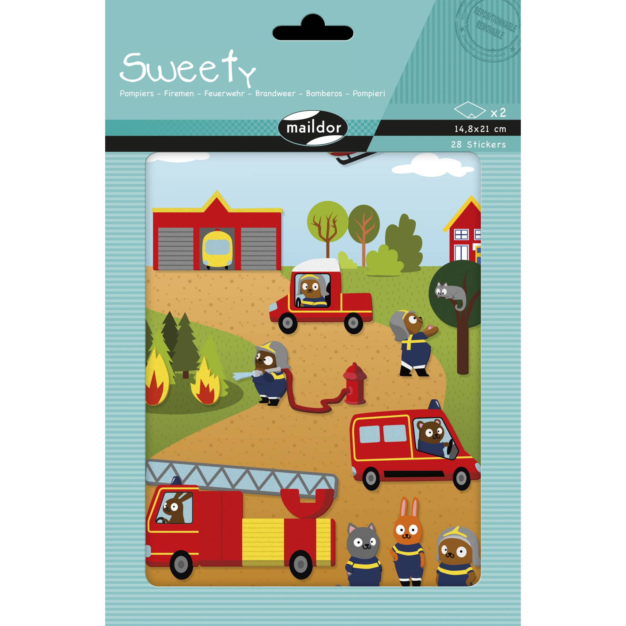 Maildor 10x Sweety, 2 Stickerbogen 14,8x21cm, Feuerwehr - Mehrfarbig AE226C