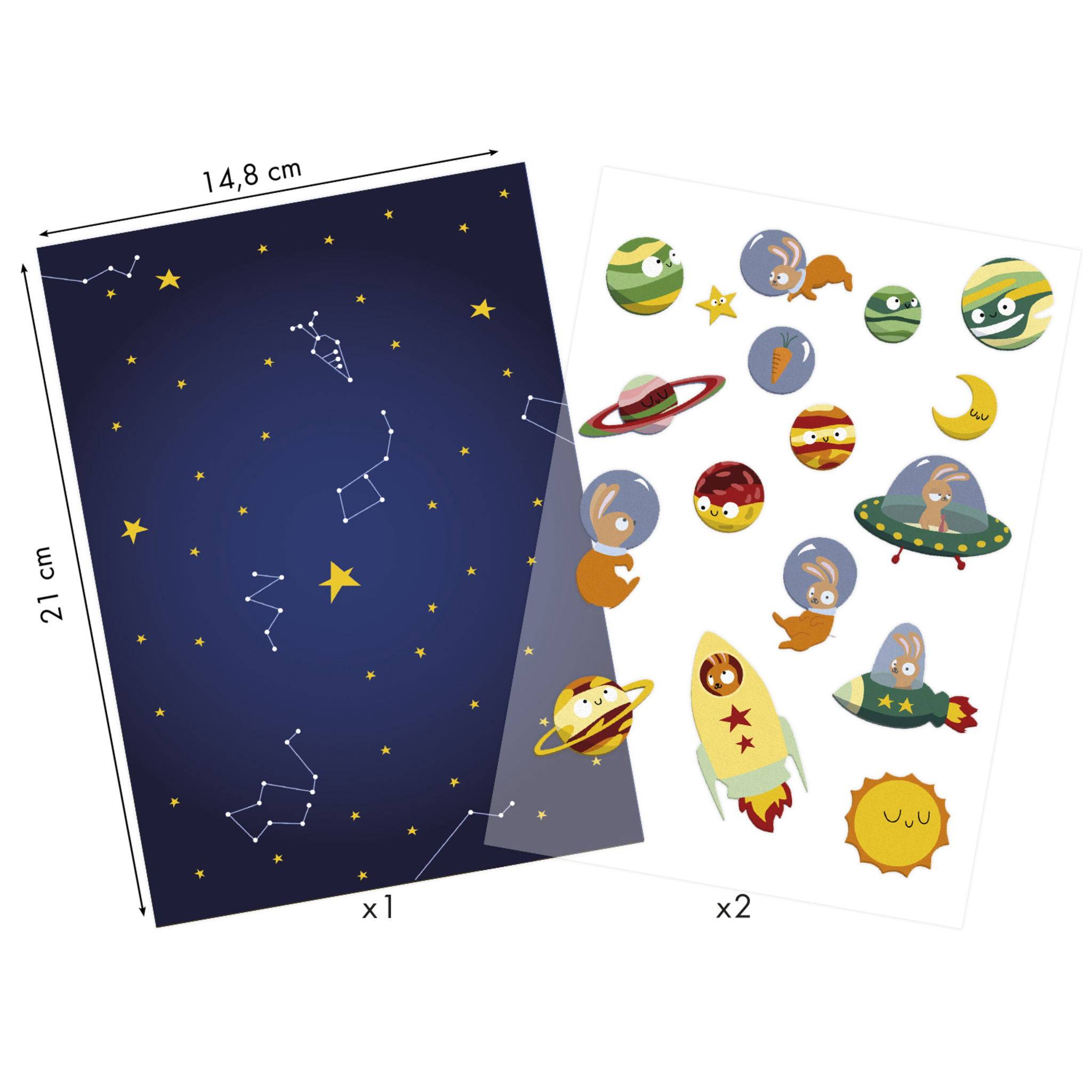 Maildor 10x Sweety, 2 Stickerbogen 14,8x21cm, Weltraum - Mehrfarbig AE224C