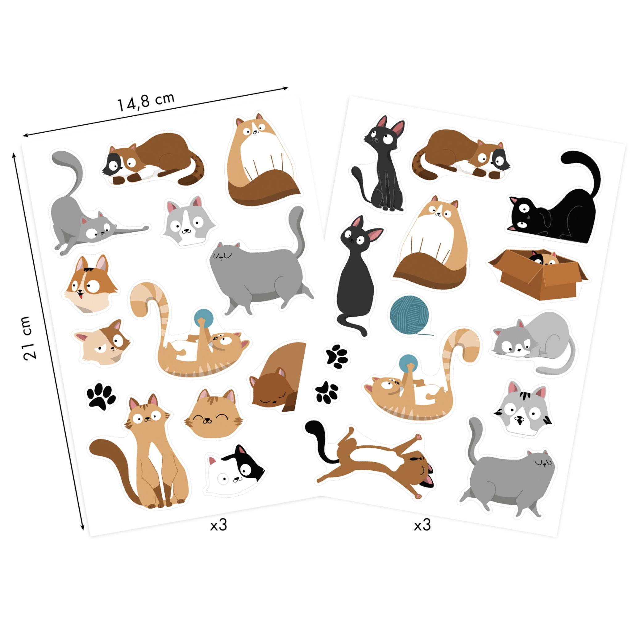 Maildor 10x Baby, 6 Stickerbogen 14,8x21cm, Katzen - Mehrfarbig AE227C
