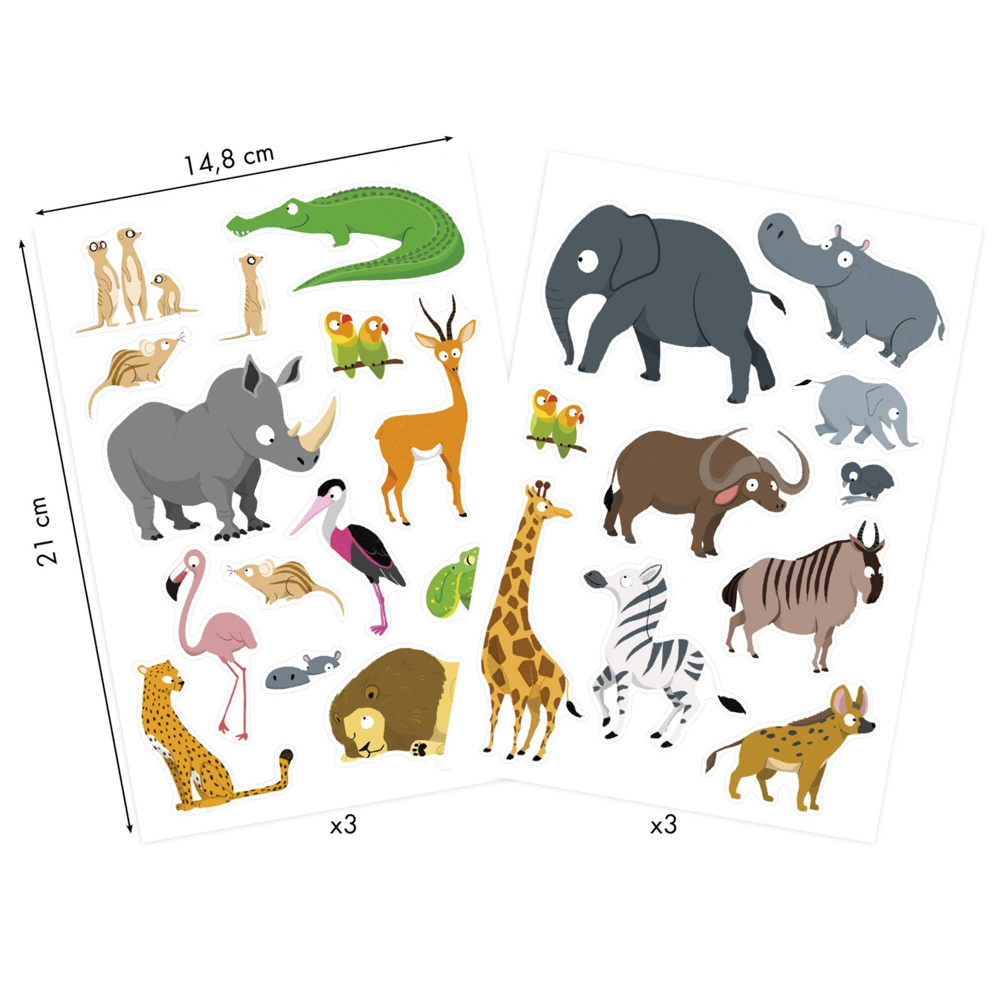 Maildor 10x Baby, 6 Stickerbogen 14,8x21cm, Wildtiere - Mehrfarbig AE228C