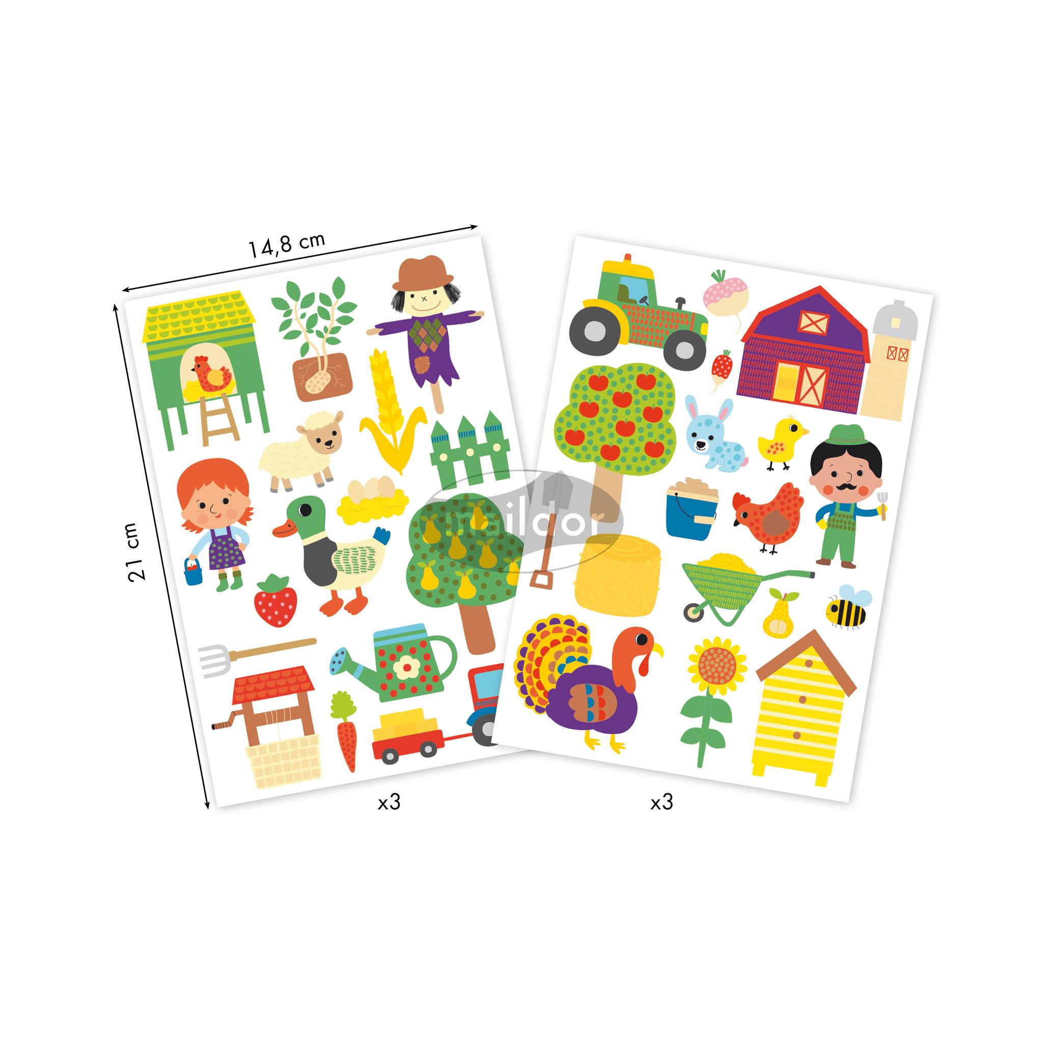 Maildor 10x Baby, 6 Stickerbogen 14,8x21cm, Der Bauernhof - Mehrfarbig AE165C