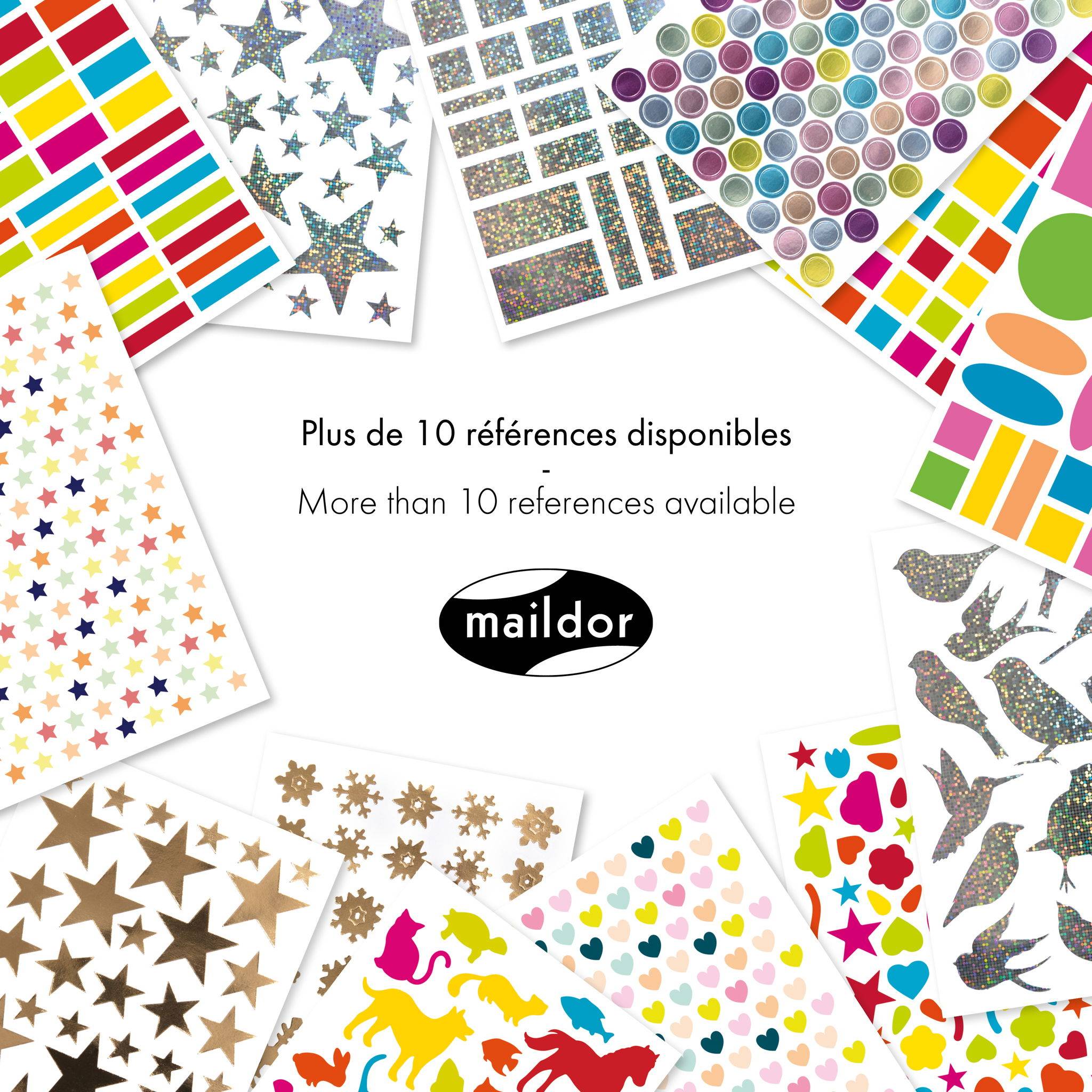 Maildor 10x Initial, 4 Stickerbogen 10,5x16cm, Quadrate - Mehrfarbig AE043O