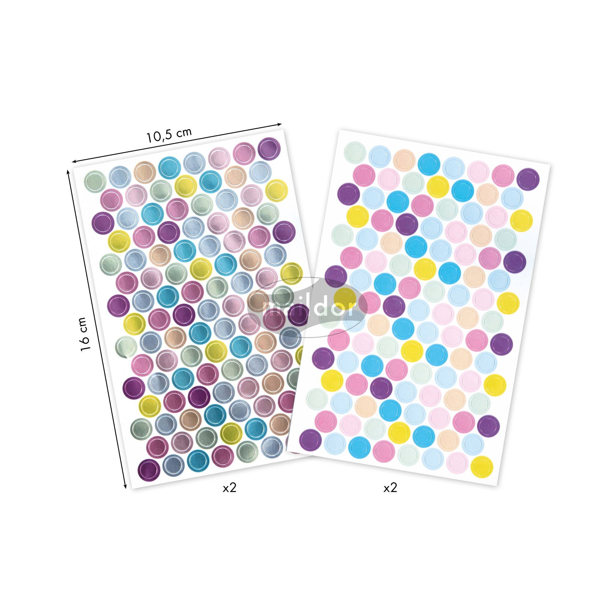 Maildor 10x Sticker Metallic/Pastell 4 Stickerbogen 10 ,5x16 - Mehrfarbig AE169C