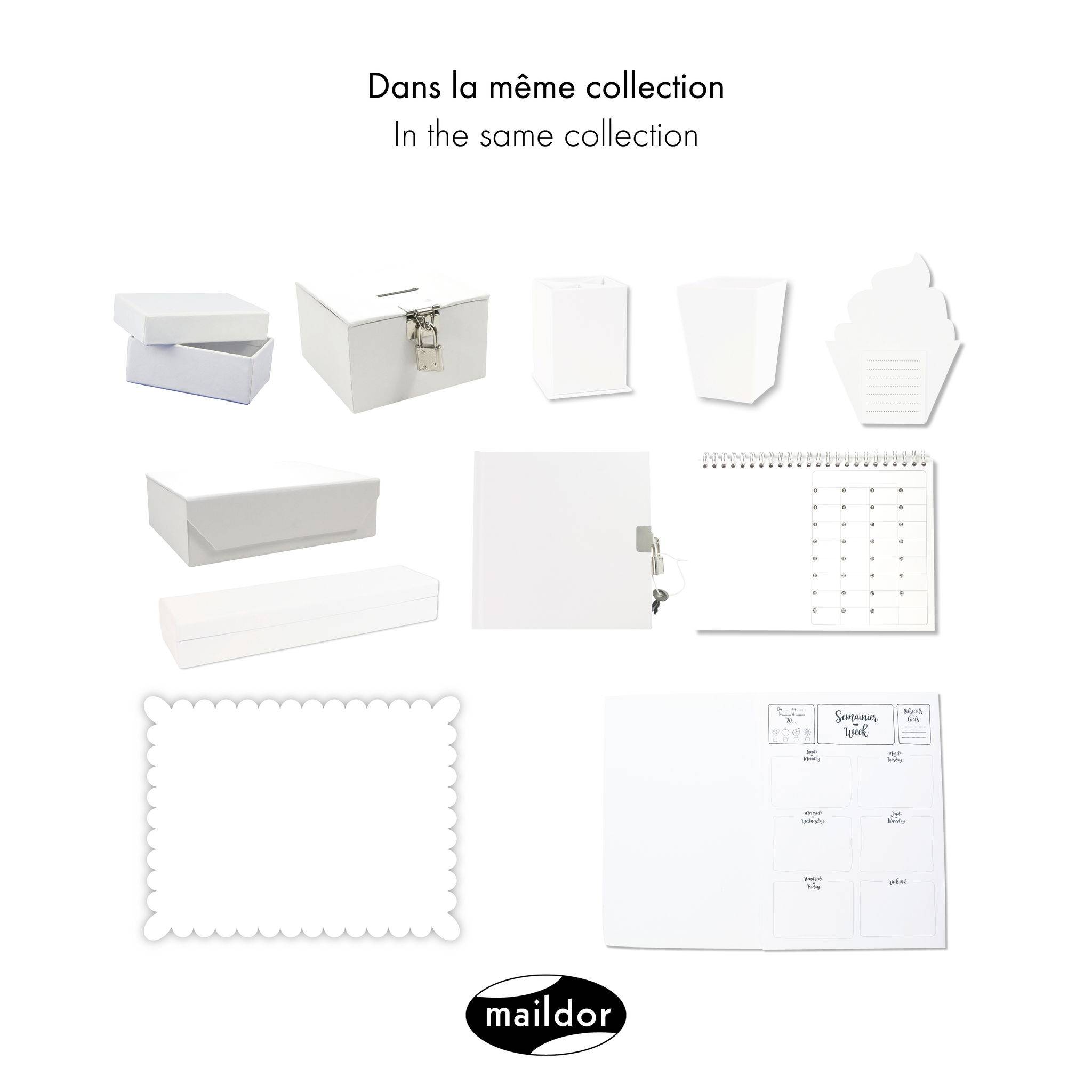 Maildor 5x Weiße Serie, Immerwährender Kalender - Weiß GB009O