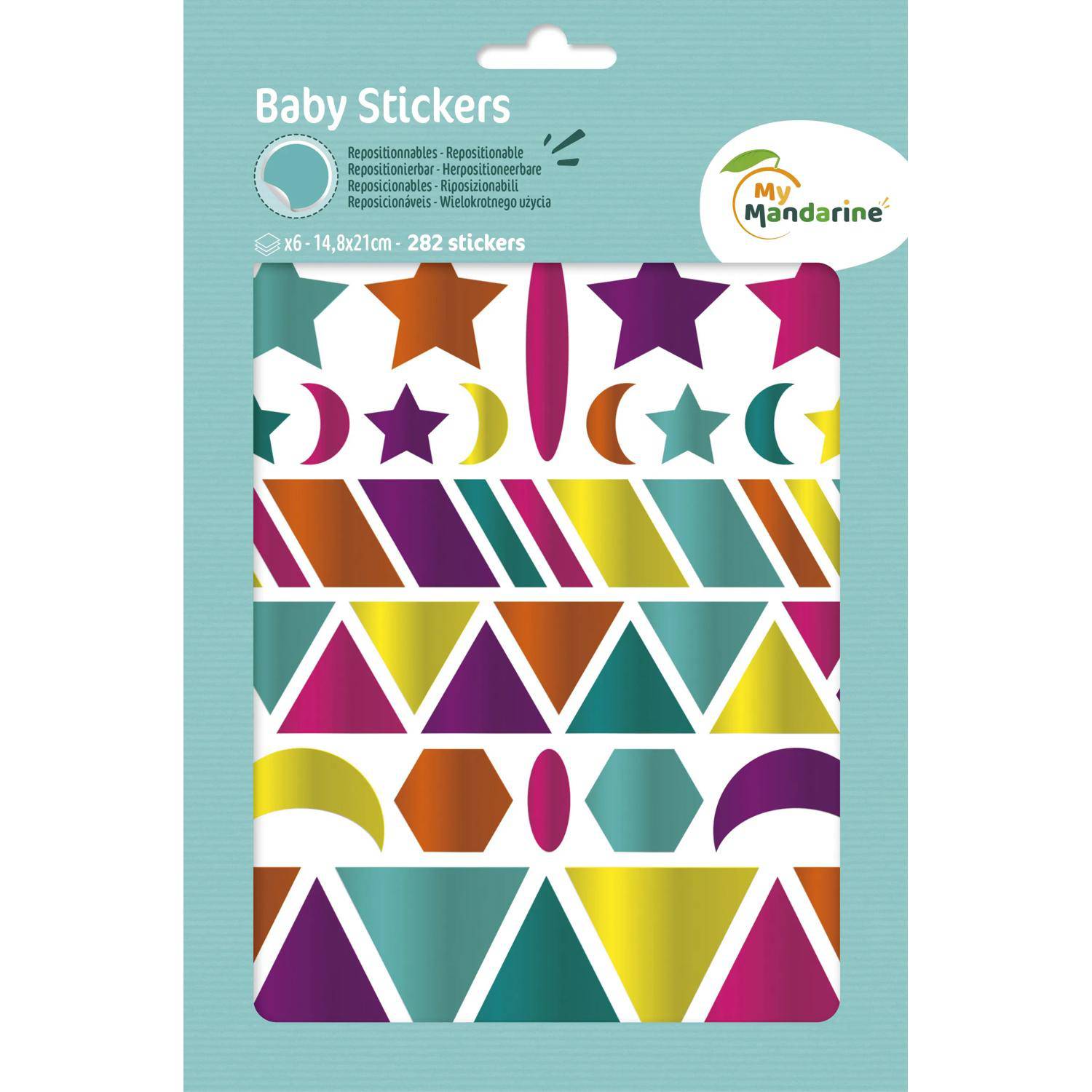 Maildor 10x Baby, 6 Stickerbogen 14,8x21cm, Geometrisch Metallic AE167C