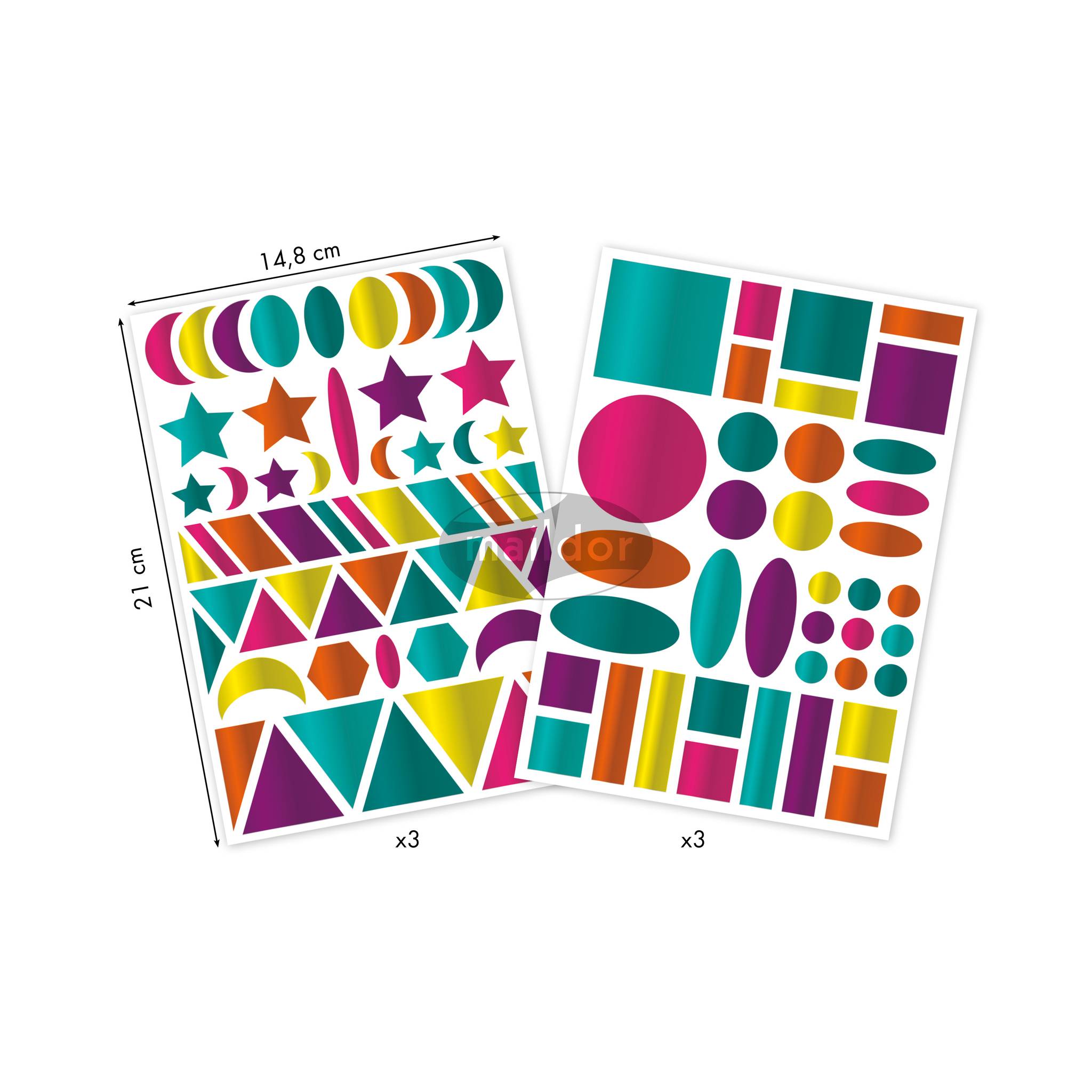 Maildor 10x Baby, 6 Stickerbogen 14,8x21cm, Geometrisch Metallic AE167C