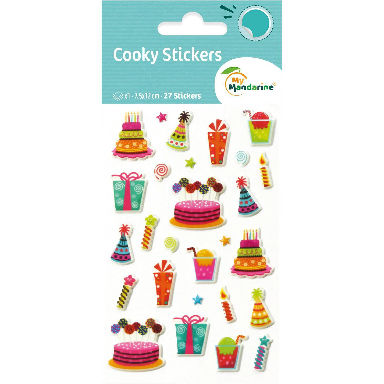 Maildor 10x Cooky, 1 Stickerbogen 7,5x12cm, Geburtstag - Mehrfarbig 560516C