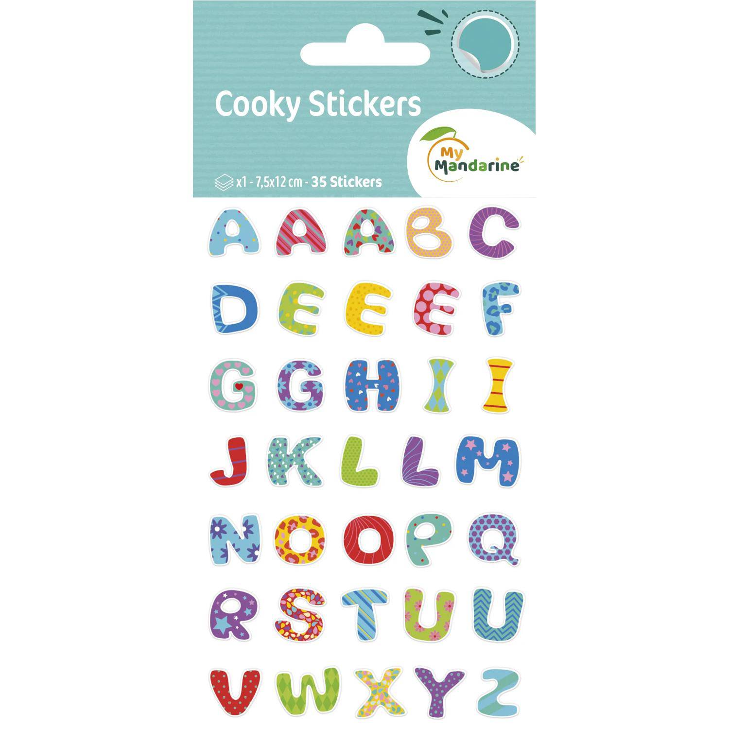 Maildor 10x Cooky, 1 Stickerbogen 7,5x12cm, Alphabet pep's - Mehrfarbig 560522C