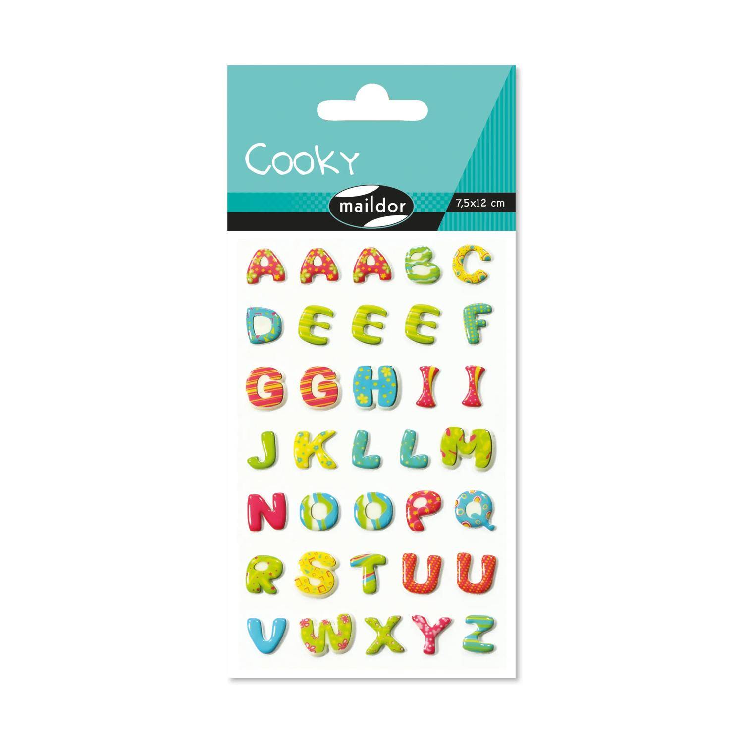 Maildor 10x Cooky, 1 Stickerbogen 7,5x12cm, Alphabet pep's - Mehrfarbig 560522C