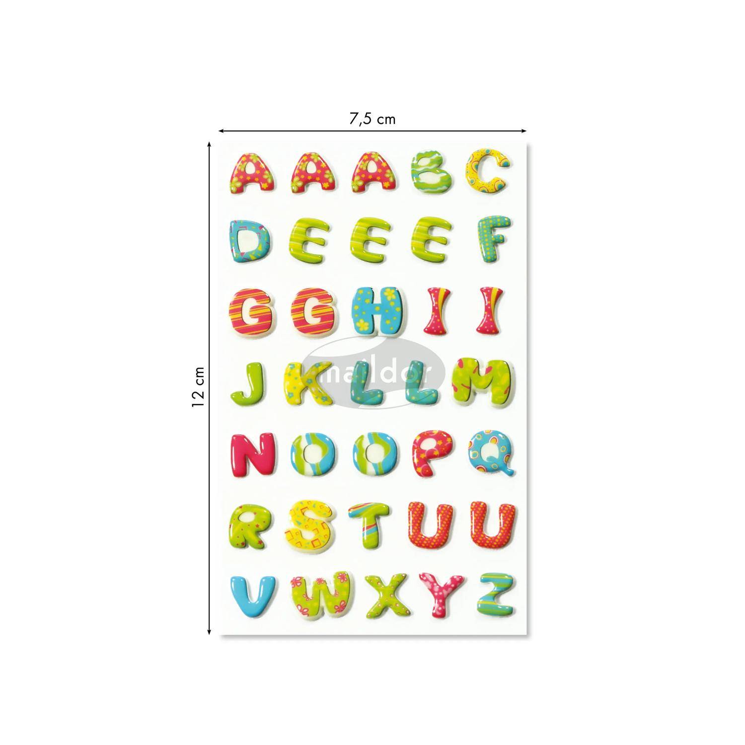 Maildor 10x Cooky, 1 Stickerbogen 7,5x12cm, Alphabet pep's - Mehrfarbig 560522C