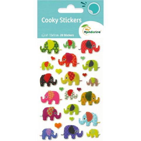 Maildor 10x Cooky, 1 Stickerbogen 7,5x12cm, Elefanten - Mehrfarbig 560372C