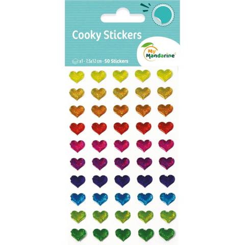 Maildor 10x Cooky, 1 Stickerbogen 7,5x12cm, Bunte Herzen - Mehrfarbig 560380C