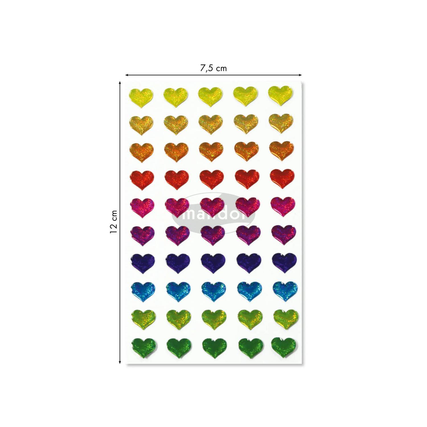 Maildor 10x Cooky, 1 Stickerbogen 7,5x12cm, Bunte Herzen - Mehrfarbig 560380C
