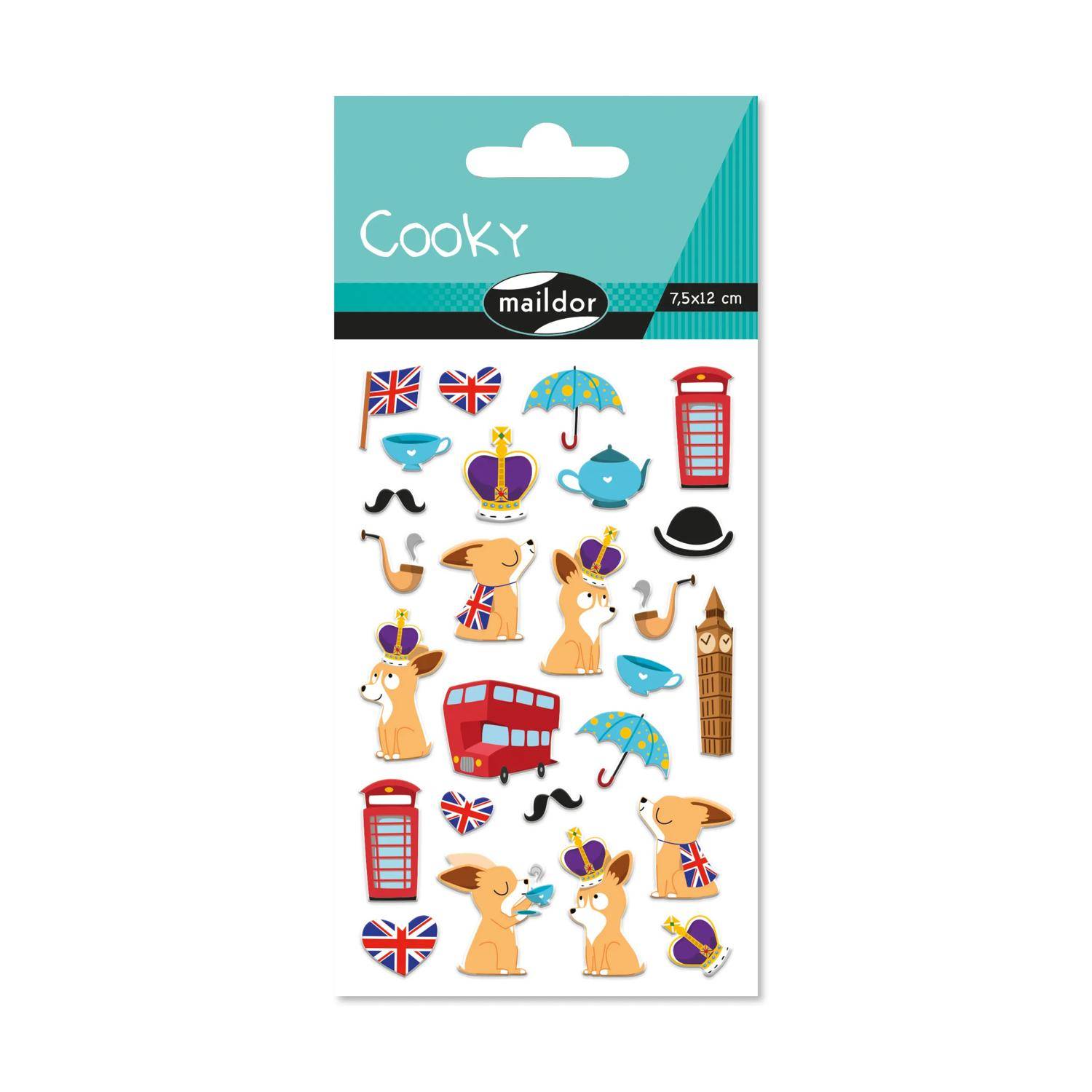 Maildor 10x Cooky, 1 Stickerbogen 7,5x12cm, London - Mehrfarbig 560381C
