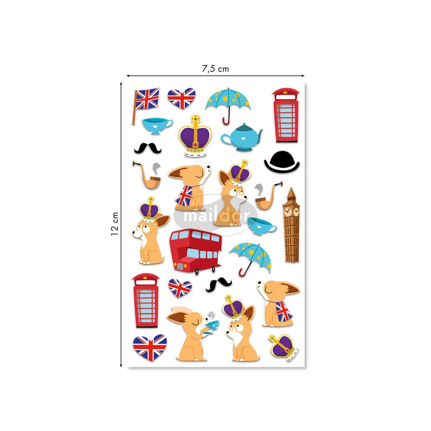 Maildor 10x Cooky, 1 Stickerbogen 7,5x12cm, London - Mehrfarbig 560381C