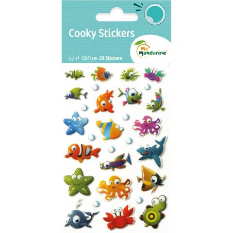 Maildor 10x Cooky, 1 Stickerbogen 7,5x12cm, Meerestiere - Mehrfarbig 560384C