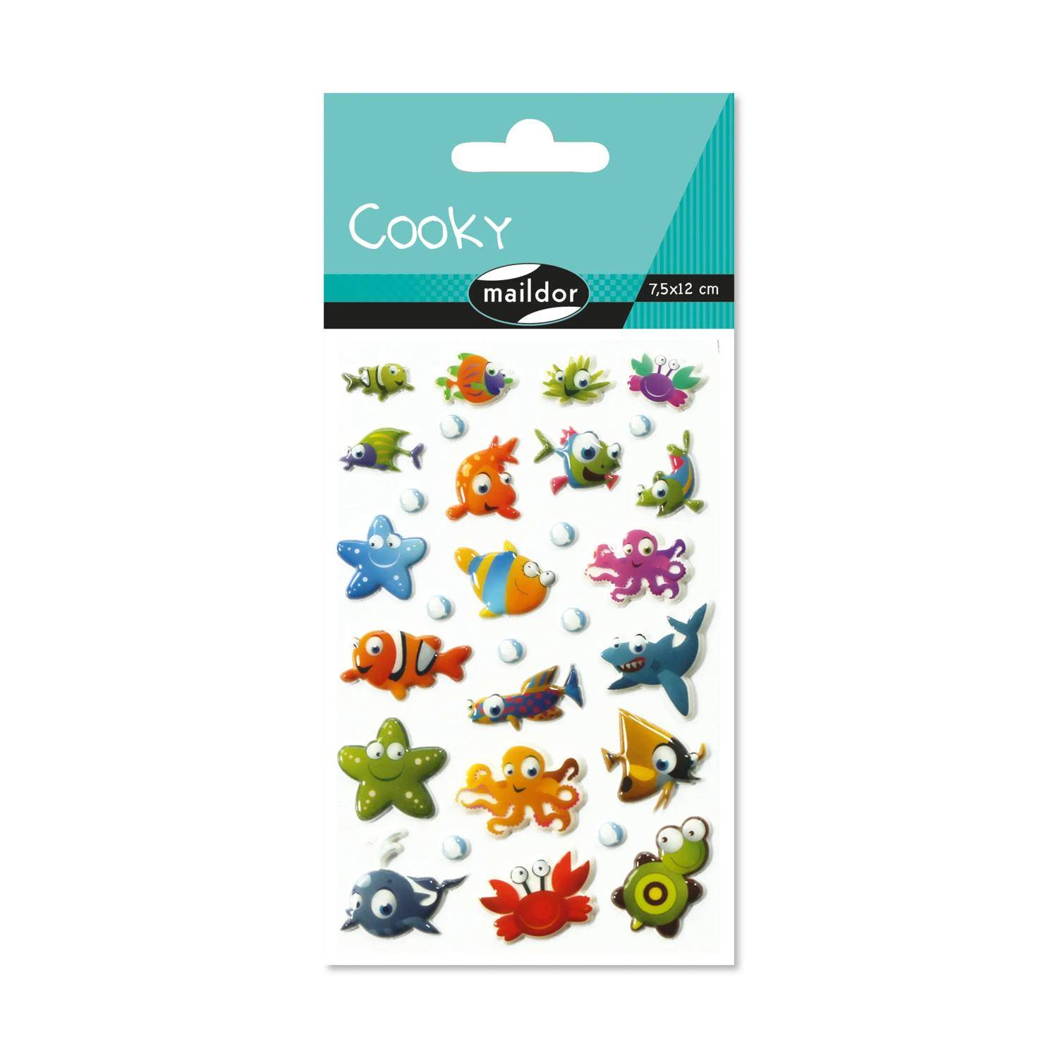 Maildor 10x Cooky, 1 Stickerbogen 7,5x12cm, Meerestiere - Mehrfarbig 560384C