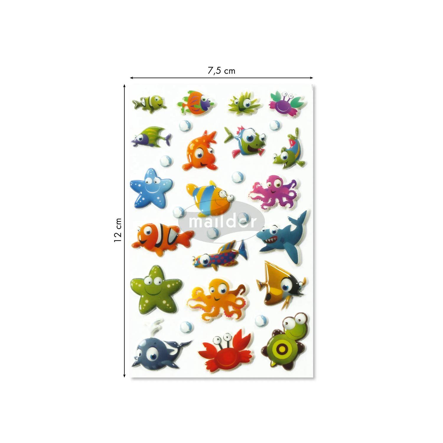 Maildor 10x Cooky, 1 Stickerbogen 7,5x12cm, Meerestiere - Mehrfarbig 560384C