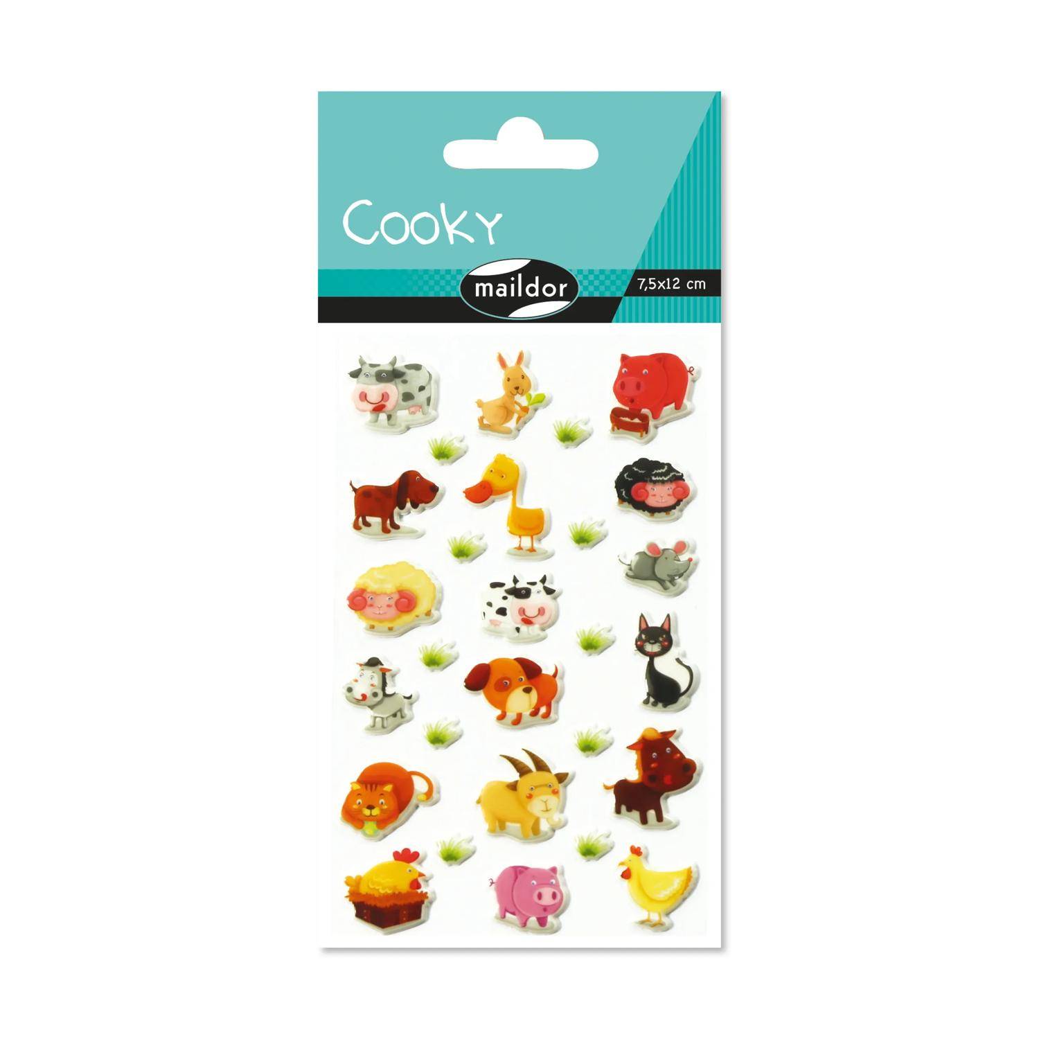 Maildor 10x Cooky, 1 Stickerbogen 7,5x2cm, Bauernhoftiere - Mehrfarbig 560352C