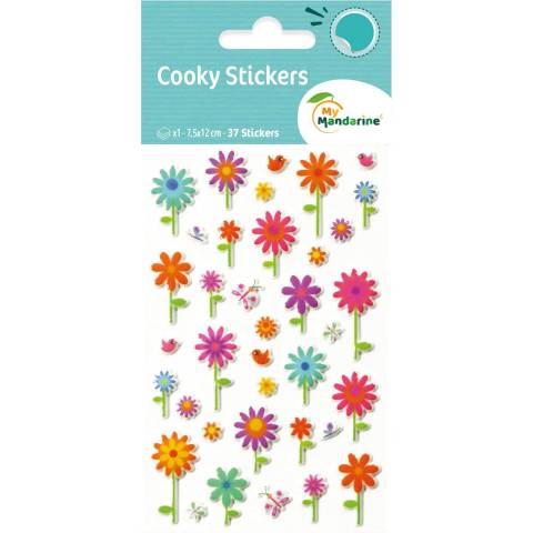 Maildor 10x Cooky, 1 Stickerbogen 7,5x12cm, Blumen - Mehrfarbig 560356C