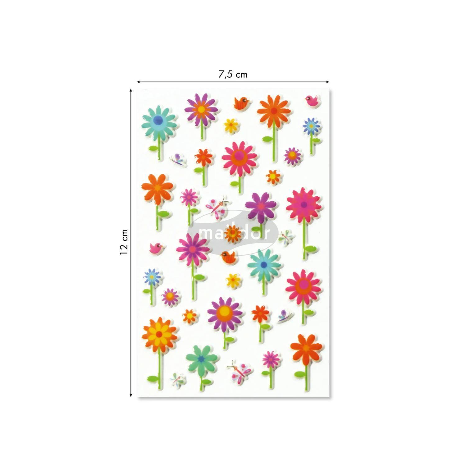 Maildor 10x Cooky, 1 Stickerbogen 7,5x12cm, Blumen - Mehrfarbig 560356C